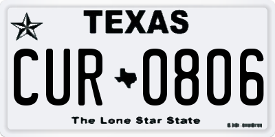 TX license plate CUR0806