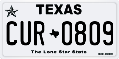 TX license plate CUR0809