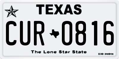 TX license plate CUR0816