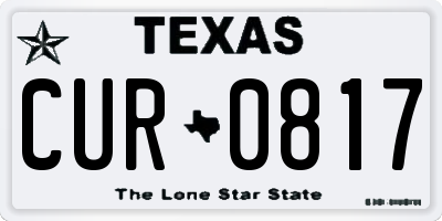 TX license plate CUR0817