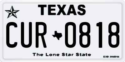 TX license plate CUR0818