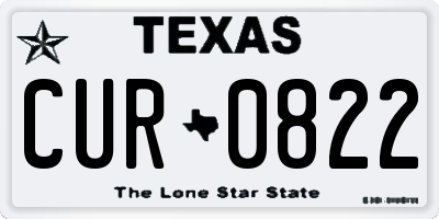 TX license plate CUR0822