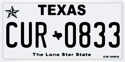 TX license plate CUR0833