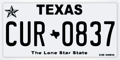 TX license plate CUR0837