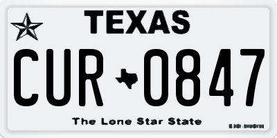 TX license plate CUR0847