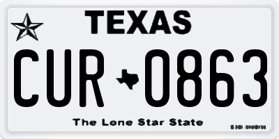 TX license plate CUR0863