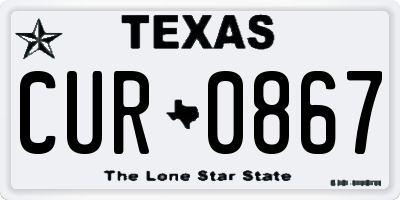 TX license plate CUR0867
