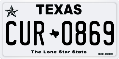 TX license plate CUR0869