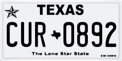 TX license plate CUR0892