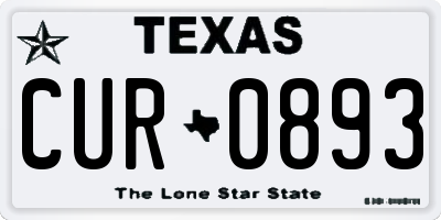 TX license plate CUR0893