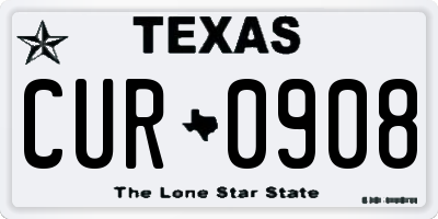 TX license plate CUR0908
