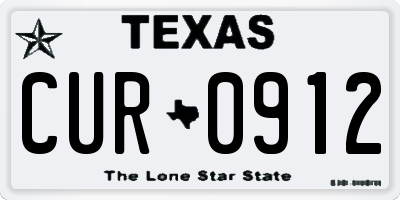 TX license plate CUR0912