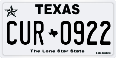 TX license plate CUR0922