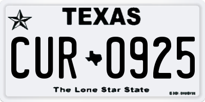 TX license plate CUR0925