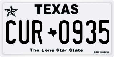 TX license plate CUR0935