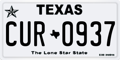 TX license plate CUR0937