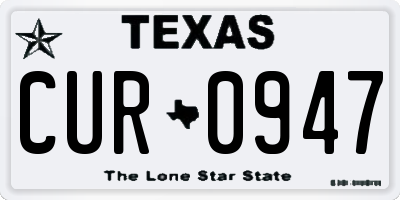 TX license plate CUR0947