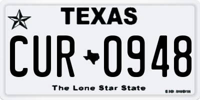 TX license plate CUR0948