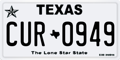 TX license plate CUR0949