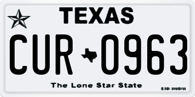 TX license plate CUR0963