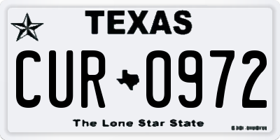 TX license plate CUR0972
