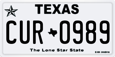 TX license plate CUR0989