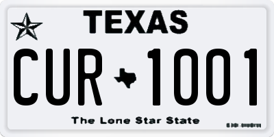 TX license plate CUR1001