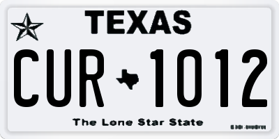 TX license plate CUR1012