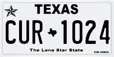 TX license plate CUR1024