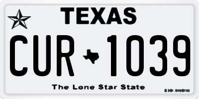 TX license plate CUR1039