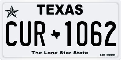 TX license plate CUR1062