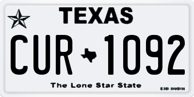 TX license plate CUR1092