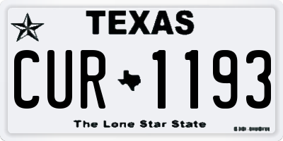 TX license plate CUR1193