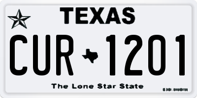 TX license plate CUR1201
