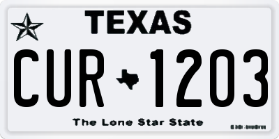 TX license plate CUR1203