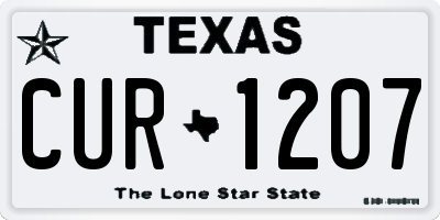 TX license plate CUR1207