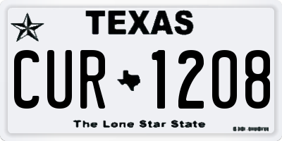 TX license plate CUR1208