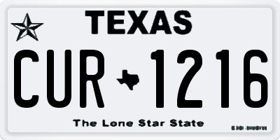 TX license plate CUR1216