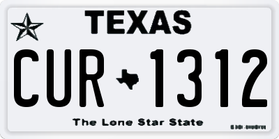 TX license plate CUR1312