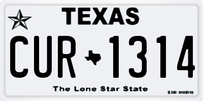 TX license plate CUR1314