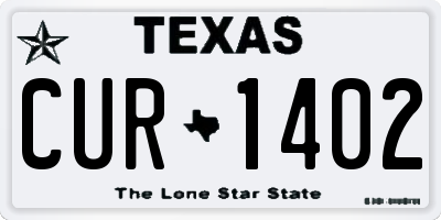 TX license plate CUR1402