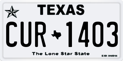 TX license plate CUR1403