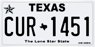 TX license plate CUR1451