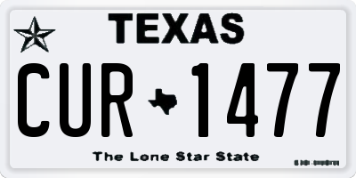 TX license plate CUR1477
