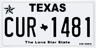 TX license plate CUR1481