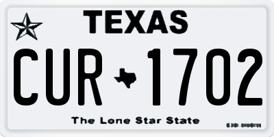 TX license plate CUR1702