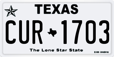 TX license plate CUR1703