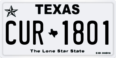 TX license plate CUR1801