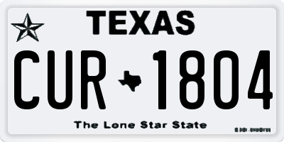 TX license plate CUR1804