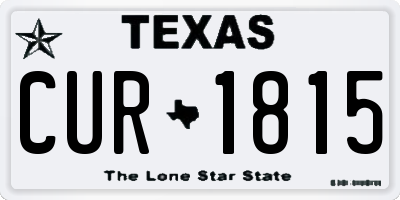 TX license plate CUR1815